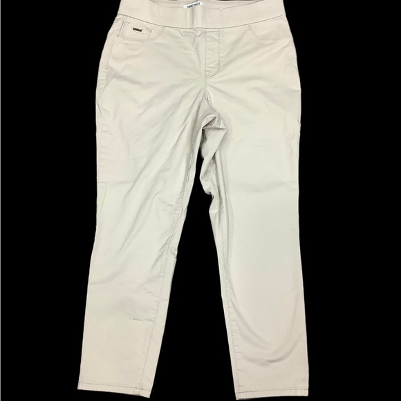 Women's Nine West 10 Medium Pull On Pants Khaki Ankle Stretch Elastic Waistband - Picture 2 of 9
